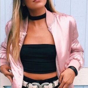 Black Strapless Top with Choker neckline, zip back, Rumor Boutique size Small